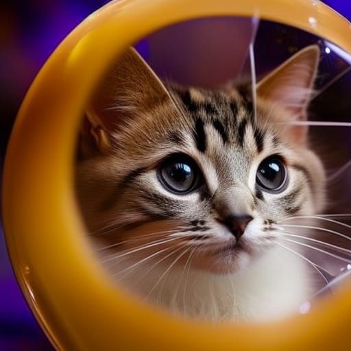 Cute Kitten in Transparent Balloon: Photorealistic Aesthetic