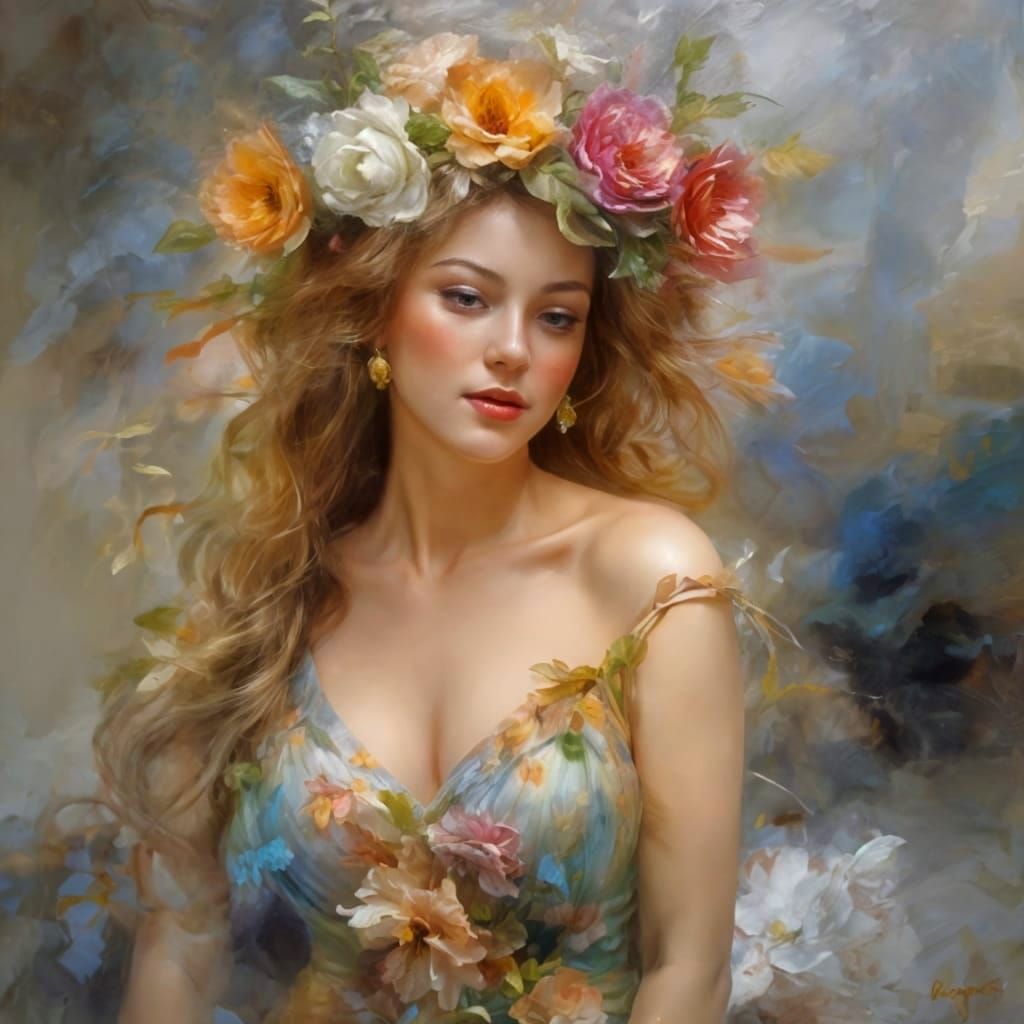 Ethereal Beauty in Enchanted Floral Dreamscape