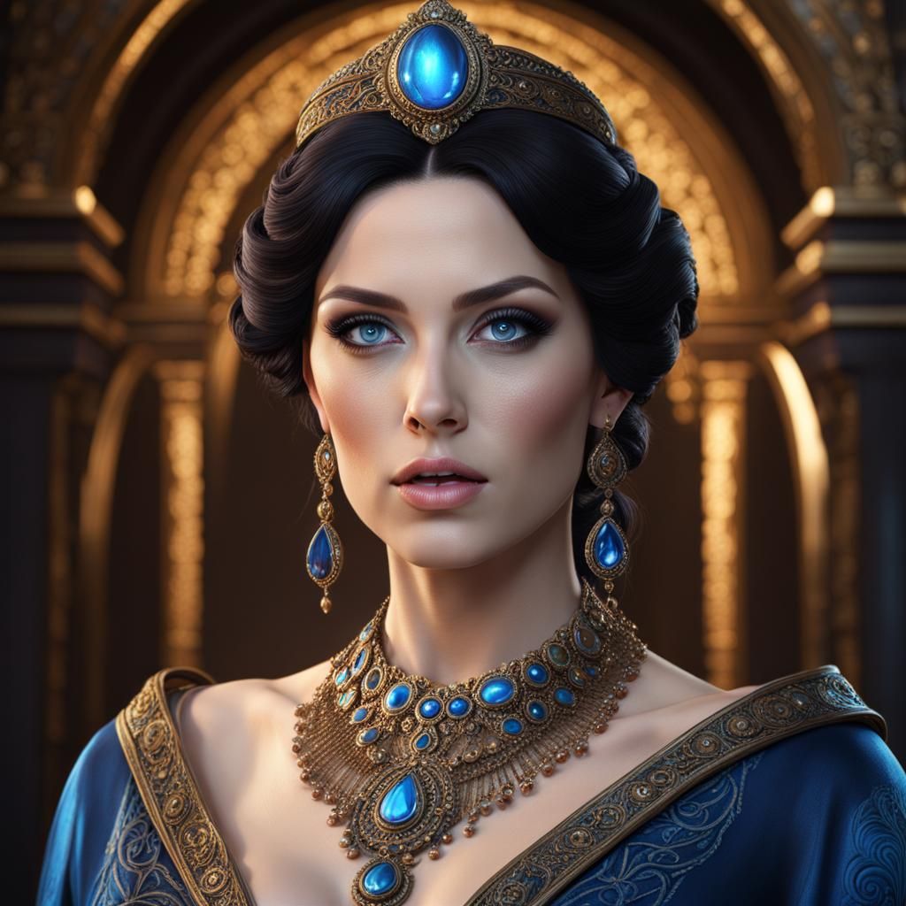 Middle-Aged Woman with Blue Eyes: Fantasy Art