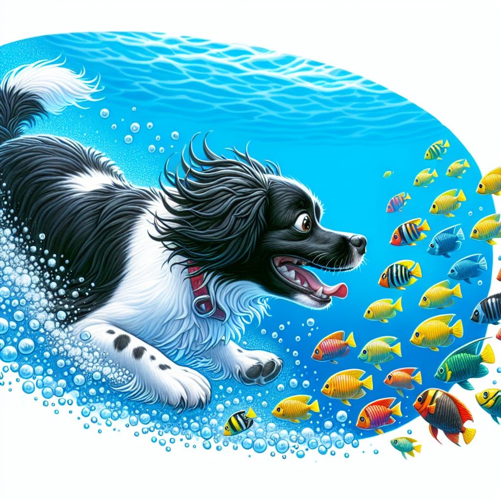 Joyful Springer Spaniel Dives into Azure Ocean