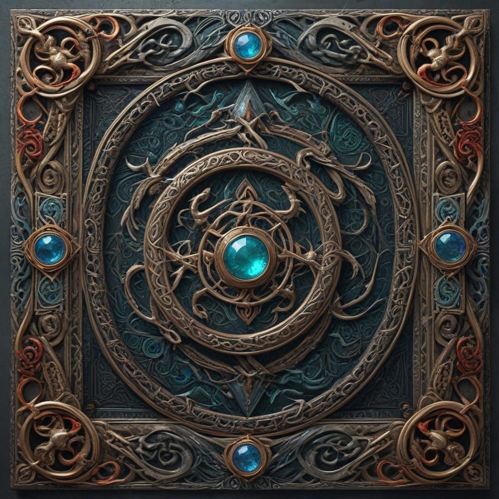 Medieval Border in Intricate Celtic Style with Dragons and G...