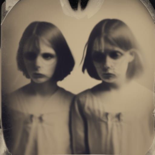Eerie Antique Photo of Twin Girls' Spirits
