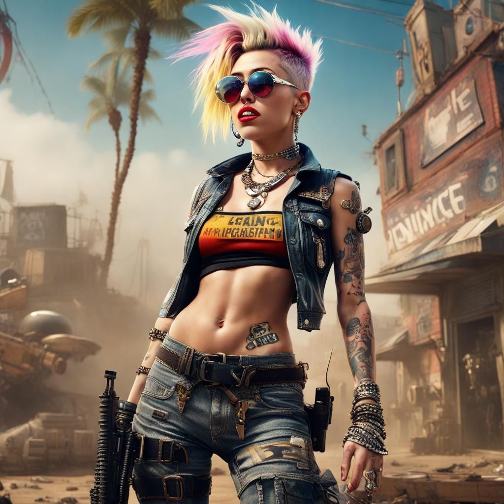 Miley Cyrus as Tank Girl: Detailed Digital Matte Painting