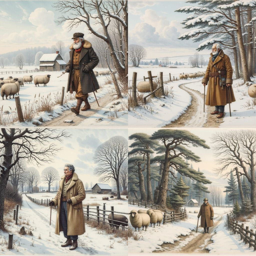 Winter Walk in Rural County Landscape