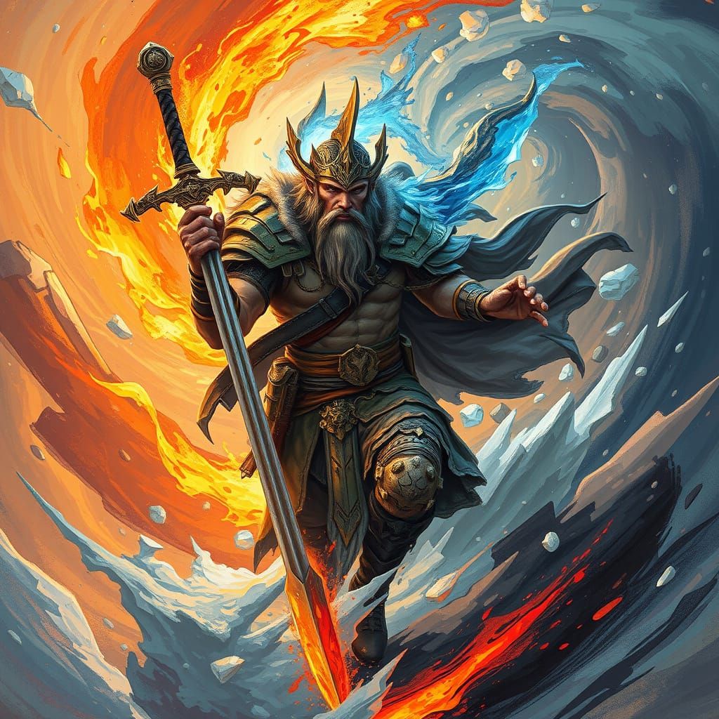 Ethereal Warrior Embodied by Elemental Forces