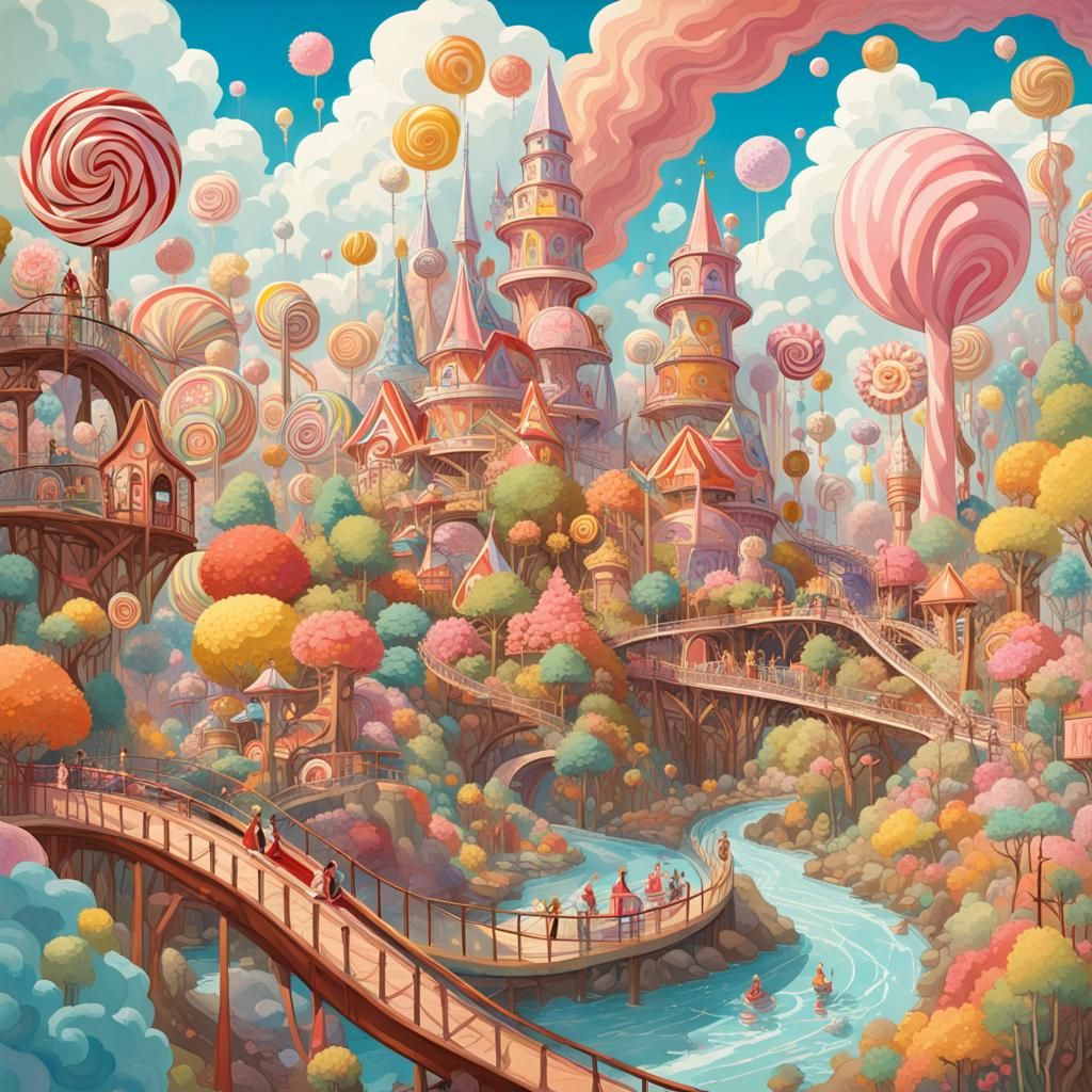 Candy Land Kingdom: A Watercolor Theme Park