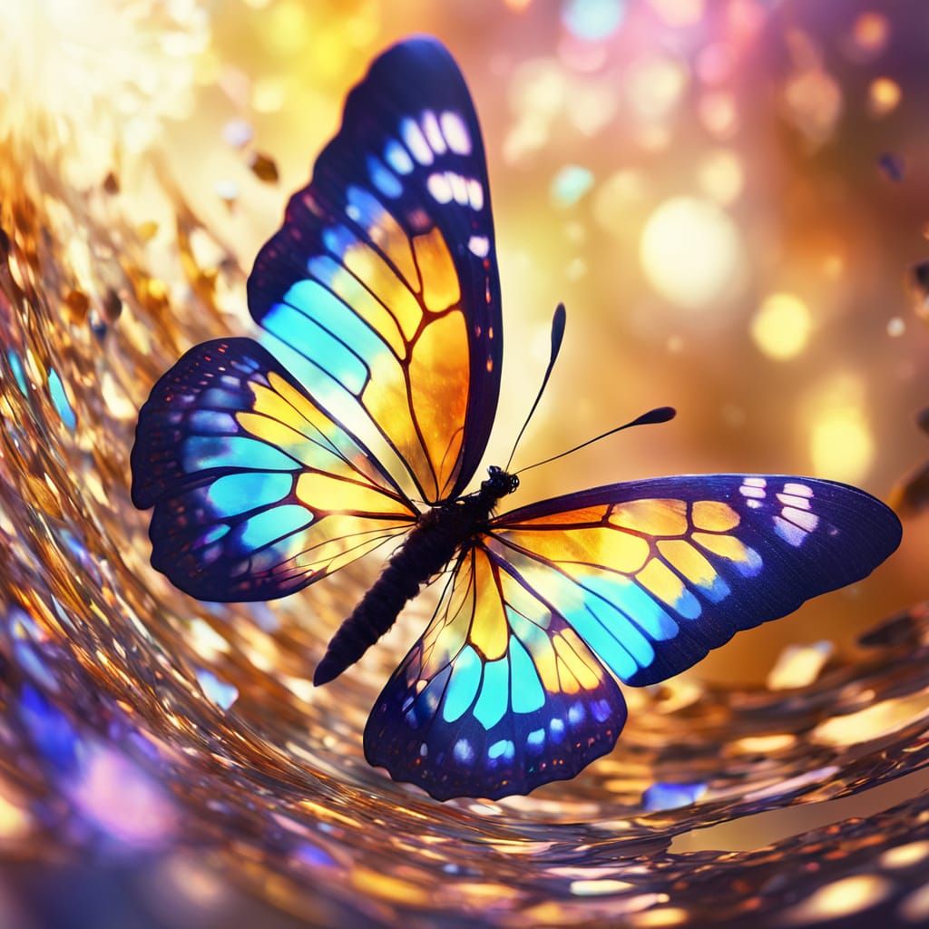 Delicate Fauvist Butterfly in Flight, Digital Art