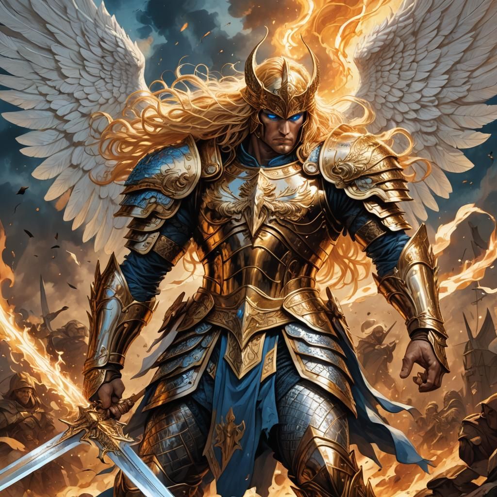 St Michael Battles Demons in Comic Book Art