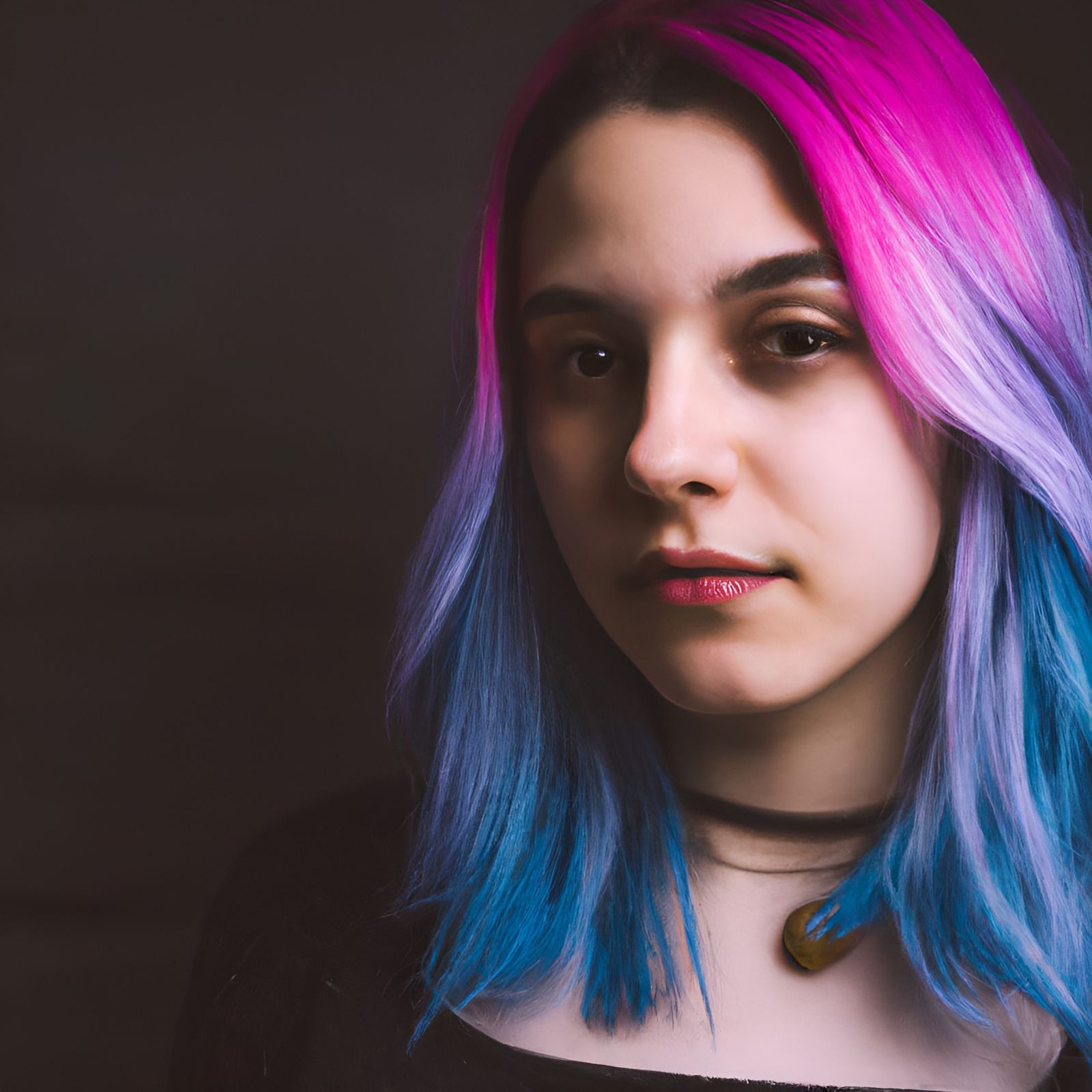 Punk Rocker Girl Portrait with Colorful Hair