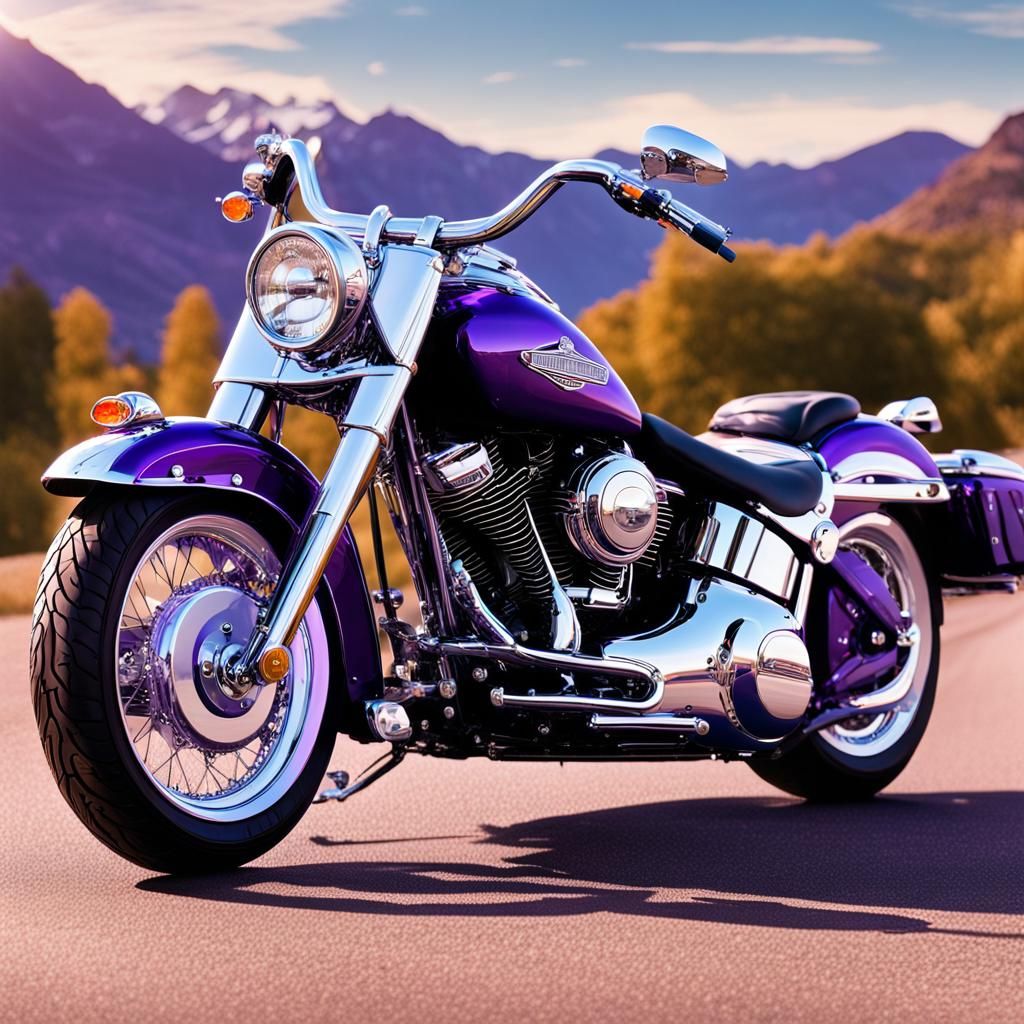 Purple Harley-Davidson Softail in a Purple Landscape