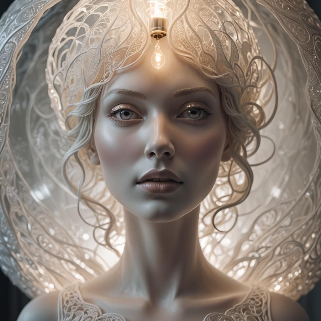 Surreal Fantasy Portrait: Woman as Table Lamp
