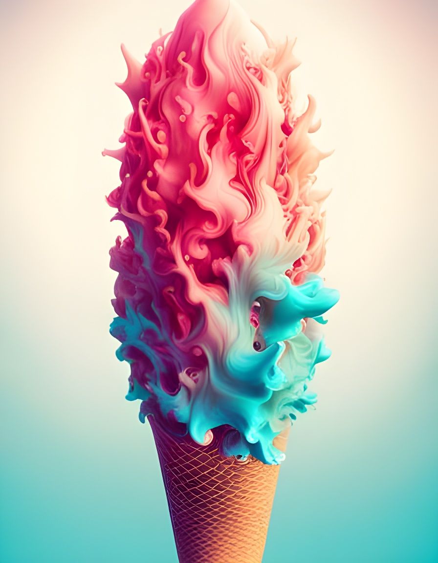 Bioluminescent Ice Cream: Surreal Alcohol Ink Art