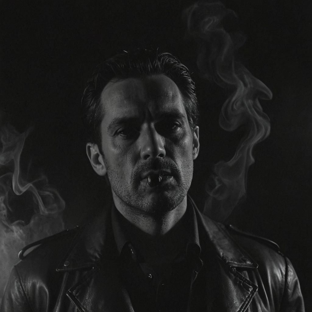 Film Noir Portrait of Man with Cigar