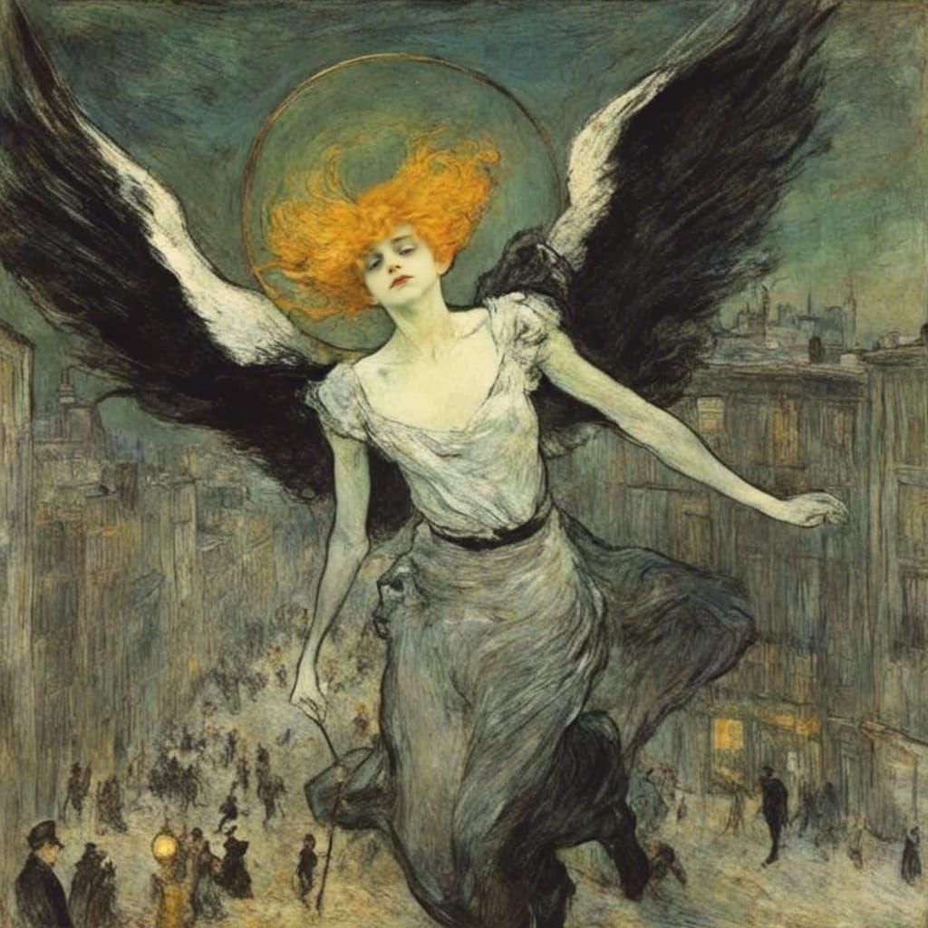 Golden Angel in White City: Tim Burton Style