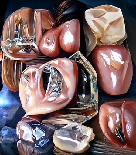 Hyperrealistic Crystal Faces Oil Painting