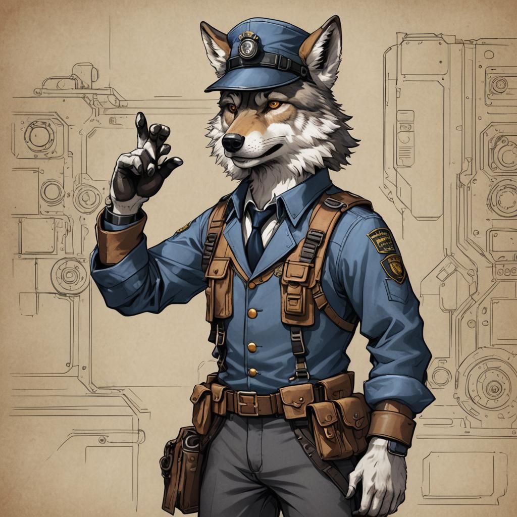 Anthro Wolf as Train Engineer