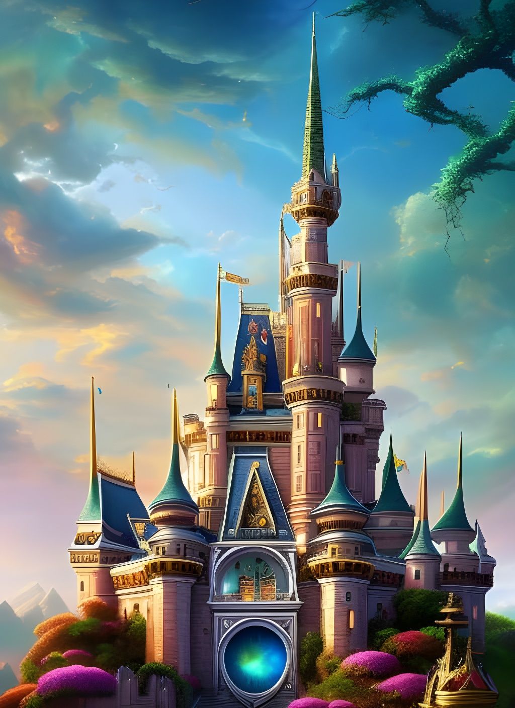 epic fantasy castle blue