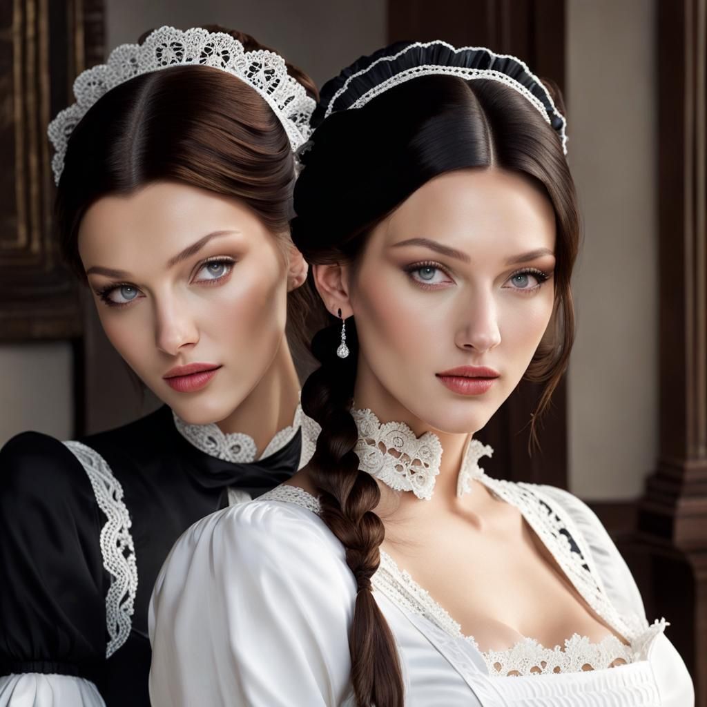 Regency Maidcore Aesthetic Meido Portrait in Digital Art