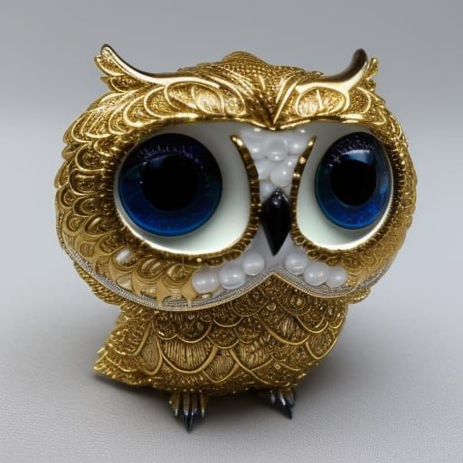 Cute Chibi Owl Bobblehead in Tilt-Shift Style