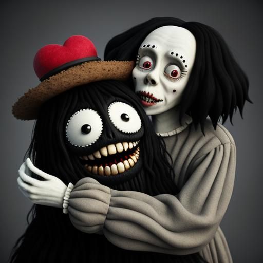 Surreal Teeth Chomping Heart in Claymation Style