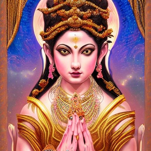 Lotus Goddess Avatar with Intricate Mehndi Details