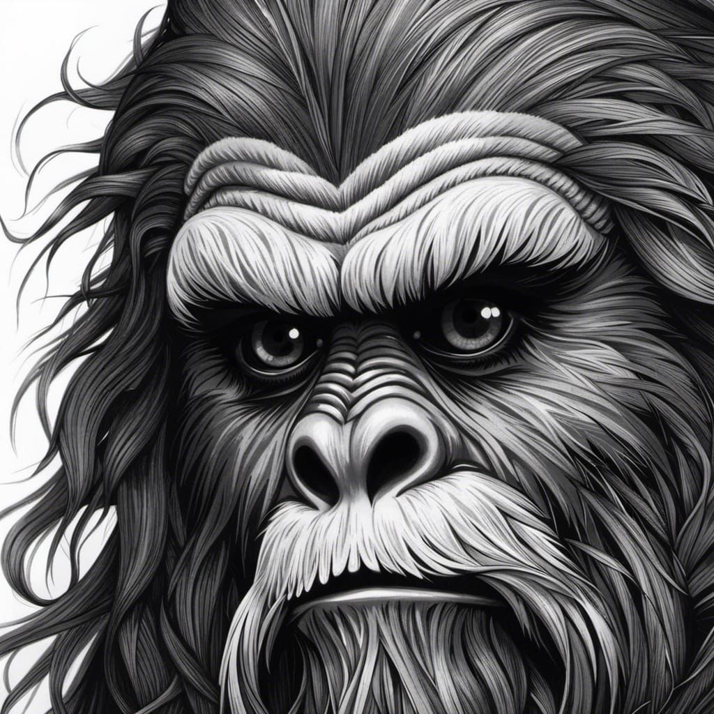 Stunning Sasquatch Portrait with Braided Mustache