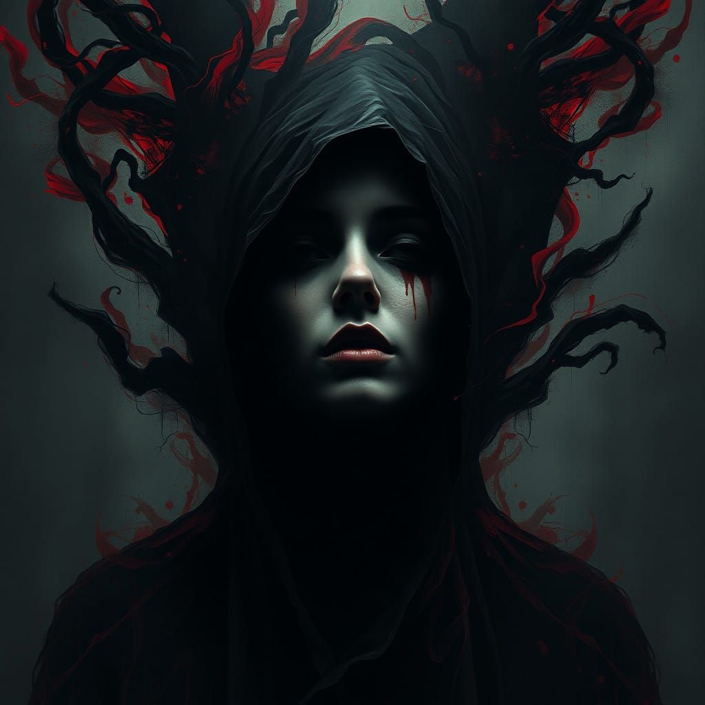 Surreal Portrait in Dark, Malevolent Void