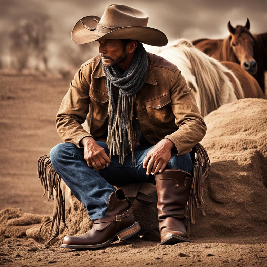 Cowboy Praying: A Western Scene of Gratitude