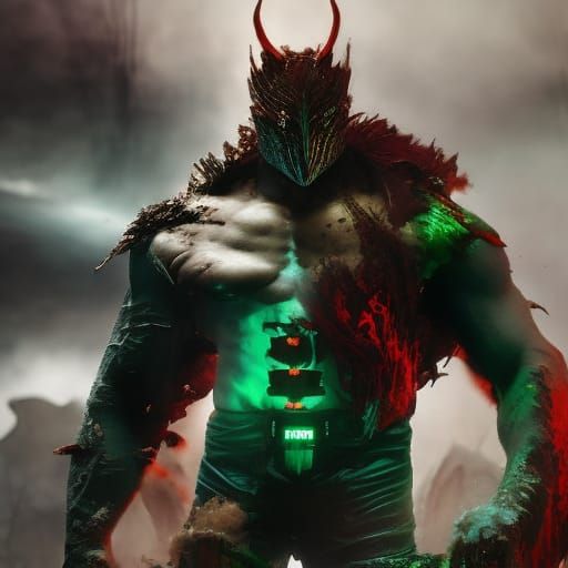 Broly Close-Up: Obsidian Face Alien Deity Portrait