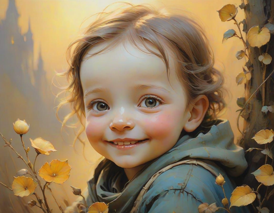 Warm Portrait of a Newborn in a Soft Golden Light