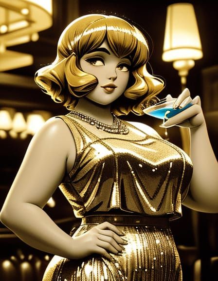Art Deco Flapper Girl in a Speakeasy