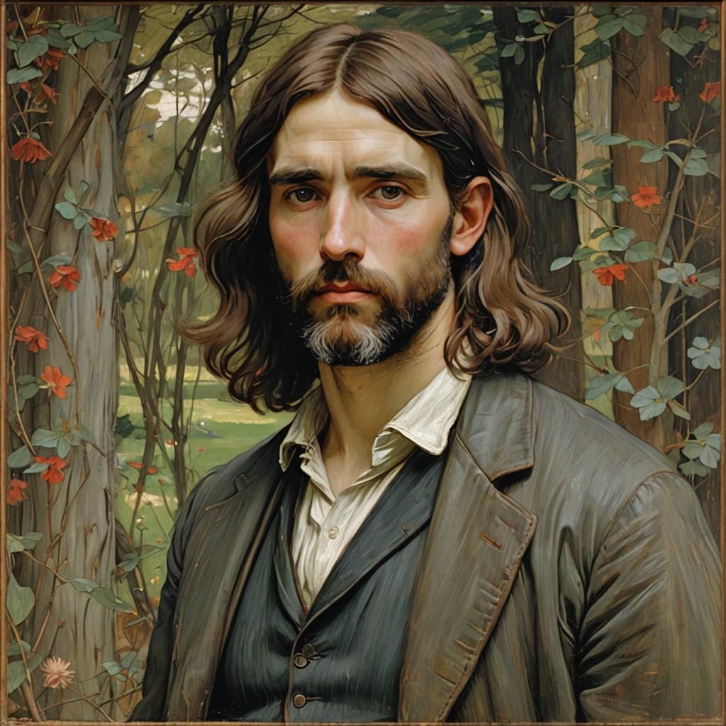 Self-Portrait in Pre-Raphaelite Style