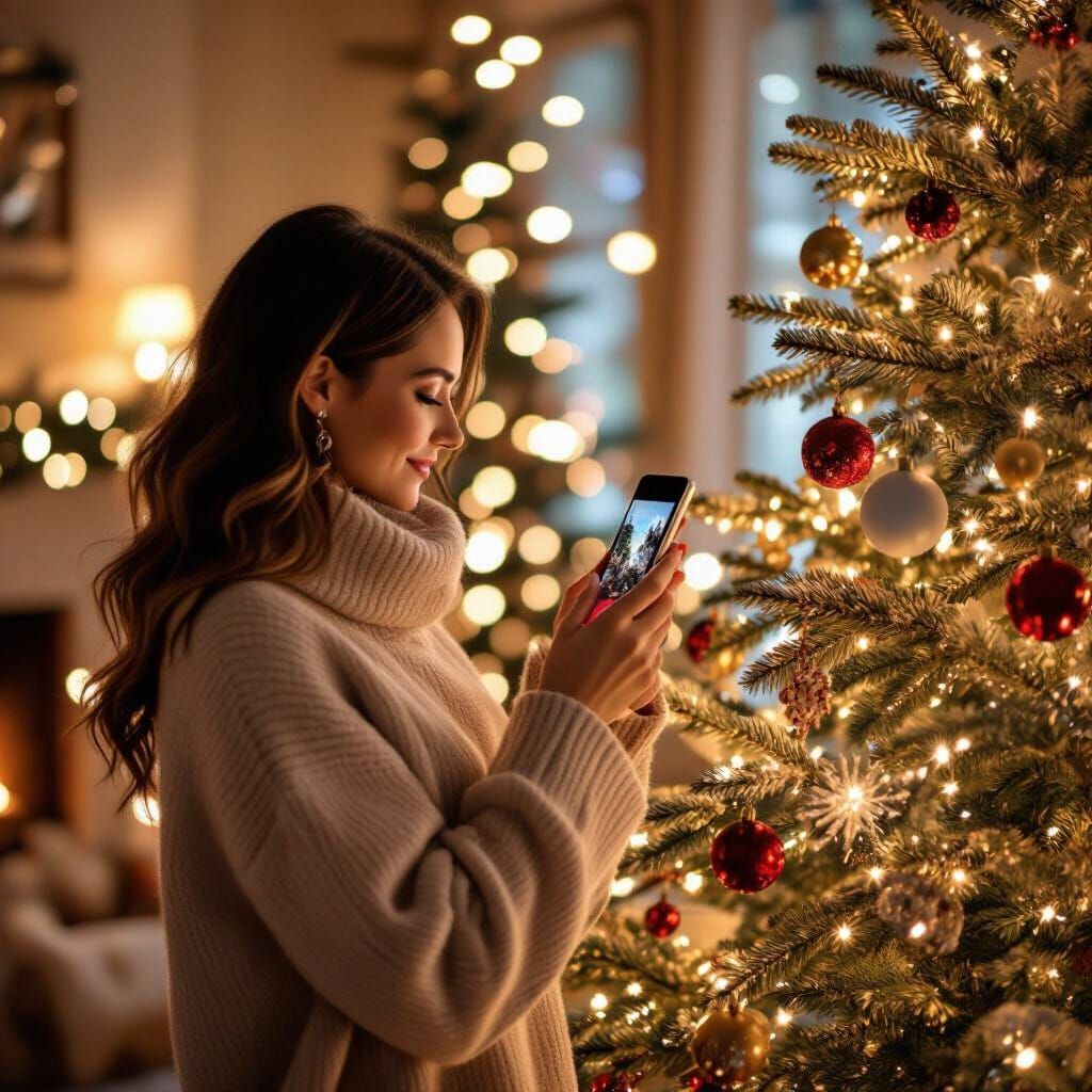 Woman Captures Cozy Christmas Tree Glow