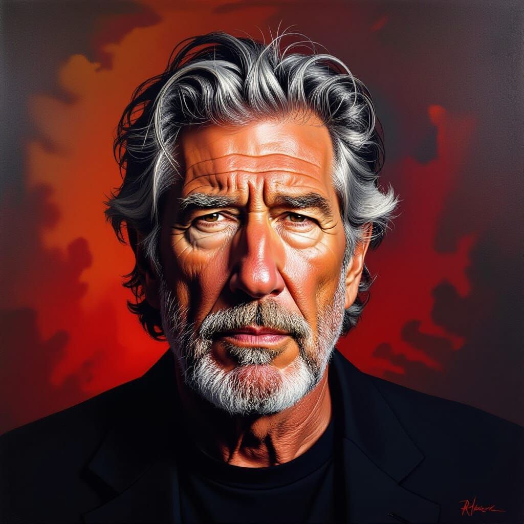 Surrealist Portrait of Roger Waters in Oil