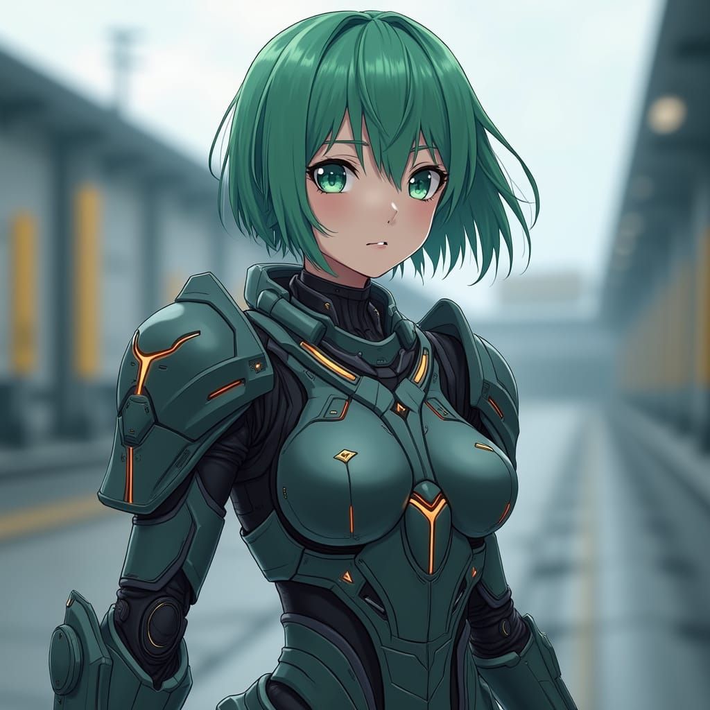 Anime Girl in Futuristic Combat Suit