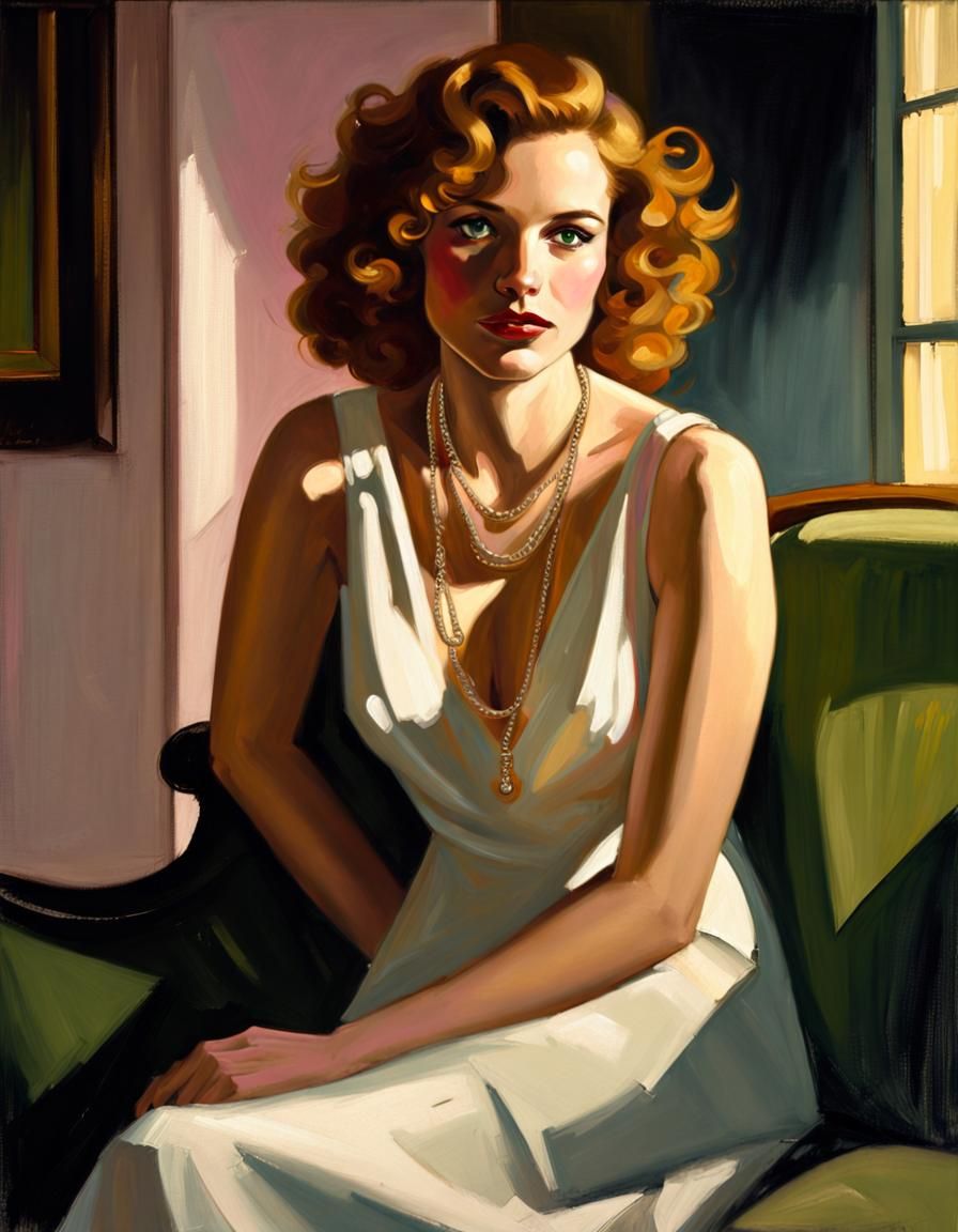 Film Noir Portrait in Edward Hopper Style