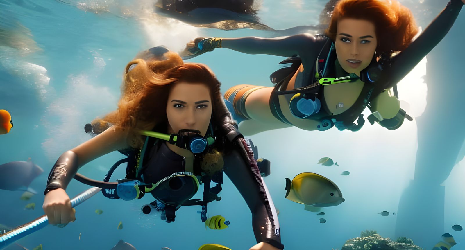 Underwater Atlantis Action Scene with Lifeguard