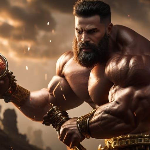 Muscular Santa Claus Portrait: Digital Matte Painting