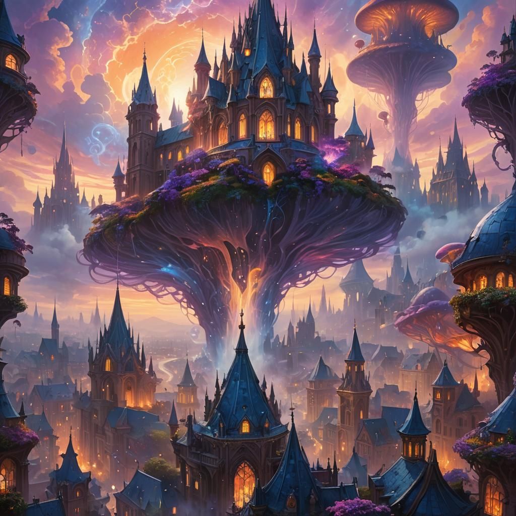 Mystical Being in an Alien Cityscape