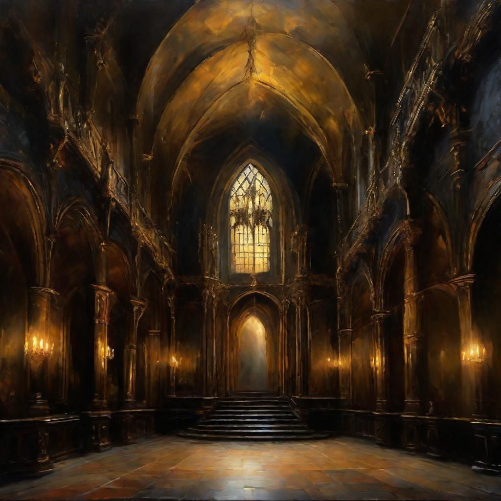 Elegant Bats in Vampire Castle: Gothic Oil Painting