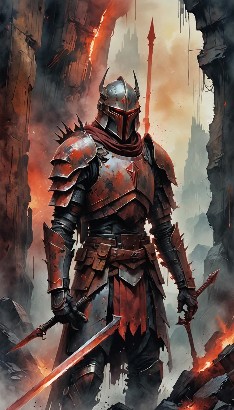 Graffitipunk Warden at Red Chasm, Digital Watercolor