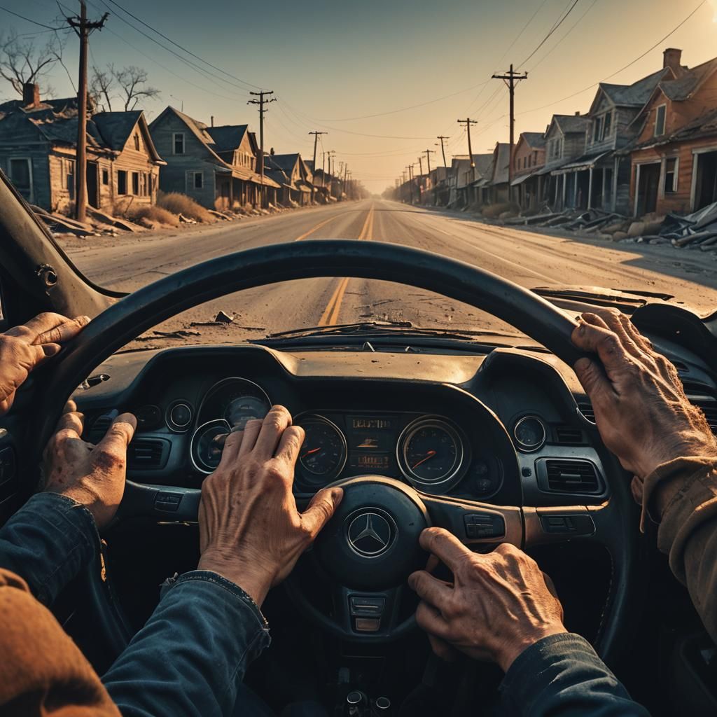 Post-Apocalyptic Road Trip at Golden Hour