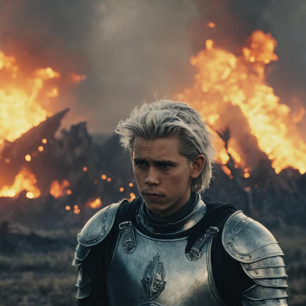 Austin Butler as Knight on Burning Battlefield