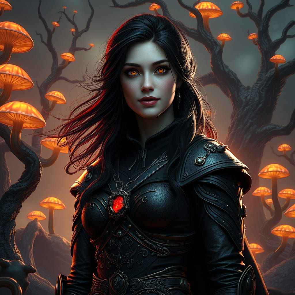 Mystical Sorceress Confronts the Shadows with Quiet Confiden...