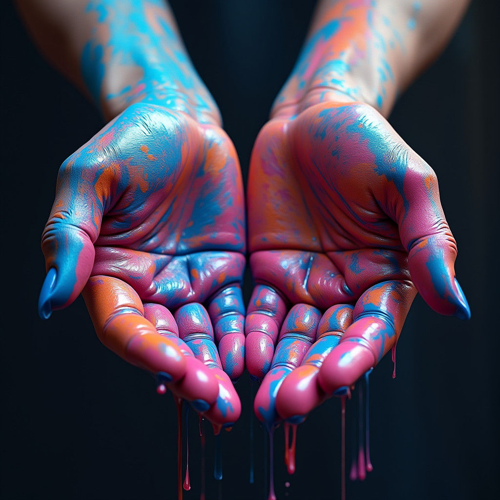 Hands Covered in Swirling Paint: Fantasy Matte Painting