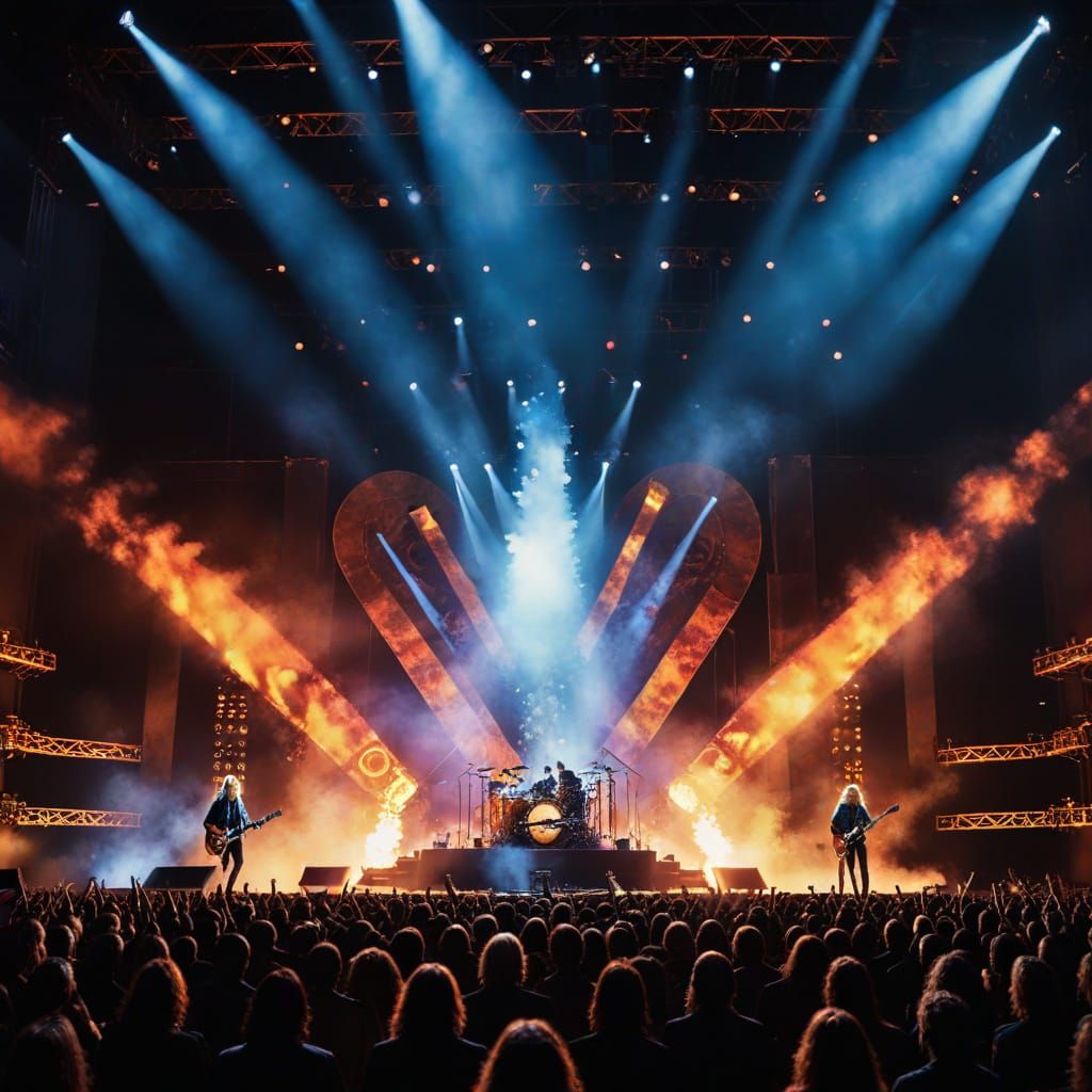 Led Zeppelin Live Concert Photography in Vibrant Stage Light...