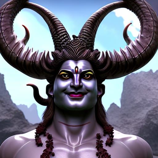 Draconian Lord Shiva with Horns: 8K Concept Art