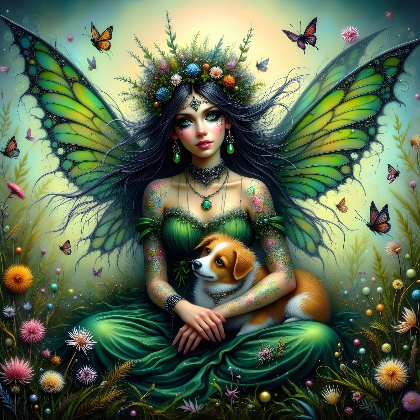 Whimsical Fairy Queen in Cyberpunk Storm