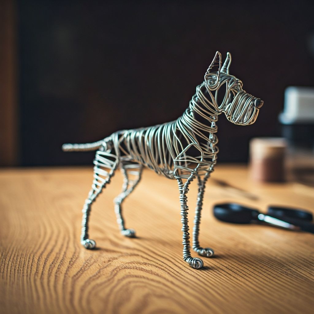 Minimalist Wire Great Dane Sculpture Still-Life