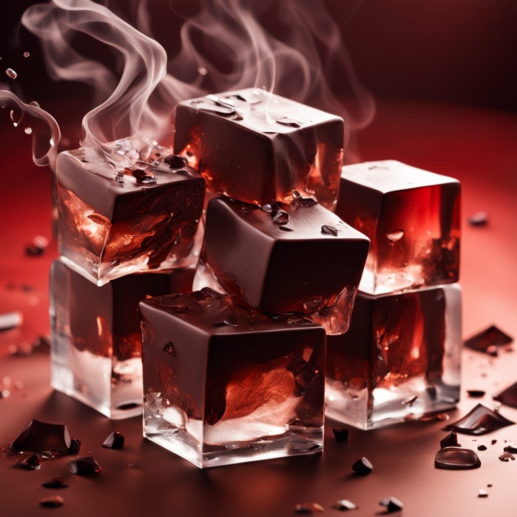 Crystal Glass Chocolate Cubes with Ethereal Smoke